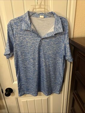 Source Unknown Men's Heathered Sky Blue Polo